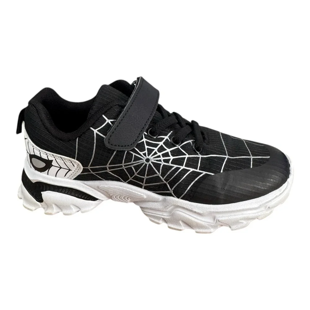 Spider Web Sneakers Kids Black White Size 34 / US Size 2.5